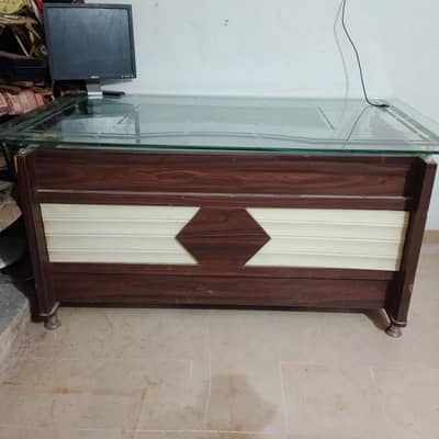"Used Glass Top Office Table - Good Condition"