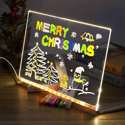 Transparent Acrylic LED Dry Erase Message Board 20x20cm