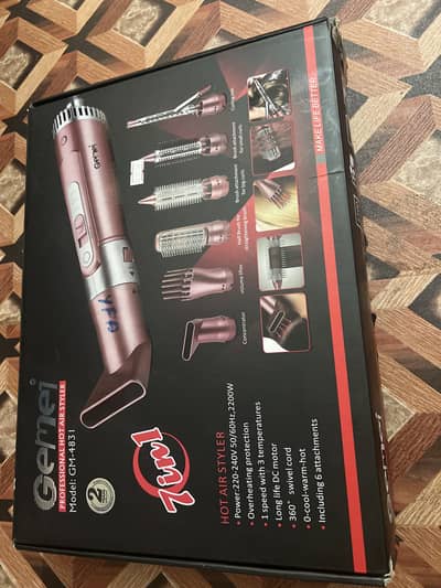 Gemei Hair Straightener & Dryer Set 7 in 1 hair styling Kit