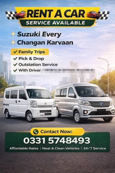 changan karwan and Suzuki e very only for bookings service