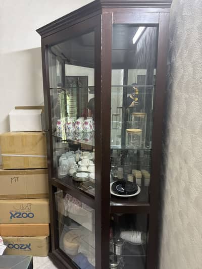 Corner Display Showcase Cabinet - Dark Brown
