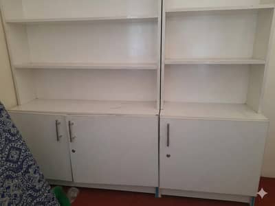 Wooden Display Racks with Lower Cabinets