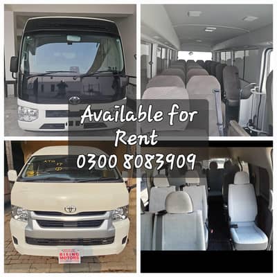 Rent A Car,Toyota hiace,Grand cabin,14 seater,hiroof,coaster,Apv