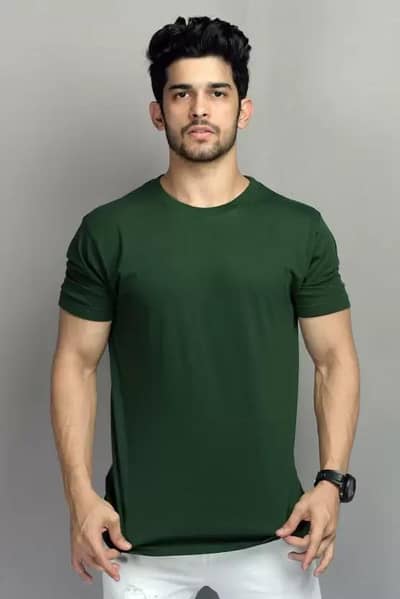 Men's Green Cotton Jersey Plain T-Shirt Medium to XL