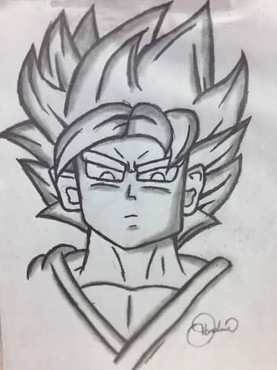 Anime Goku sketch hand drawing