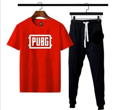 Men PUBG Printed Track Suit Red Black Polyester Medium to XL