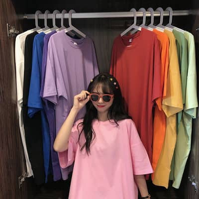 Women Loose Short Sleeve T-Shirt Black Spring