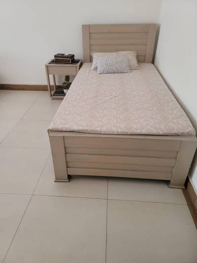Wooden Single Bed With side Table withe Dura Top Matress