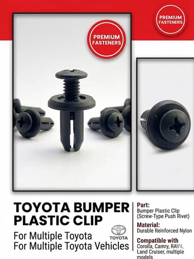 Toyota Bumper Plastic Clip (Screw-Type Push Rivet) - Pack of 100