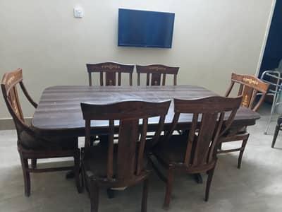 Dining table with six chairs