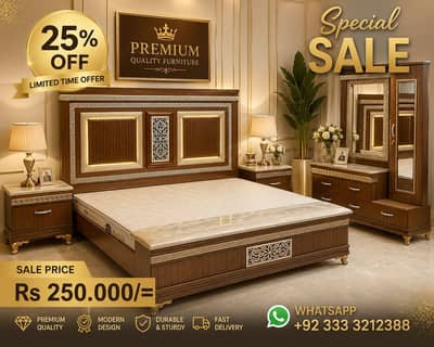 Luxury Walnut Wood Bedroom Set | Modern Akhrot Finish |