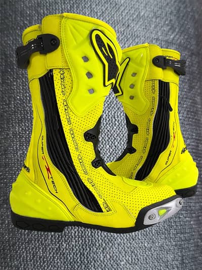 Motorbike racing leather boots
