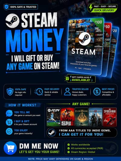 Buy Any Steam Game in Pakistan – Instant Gift Delivery