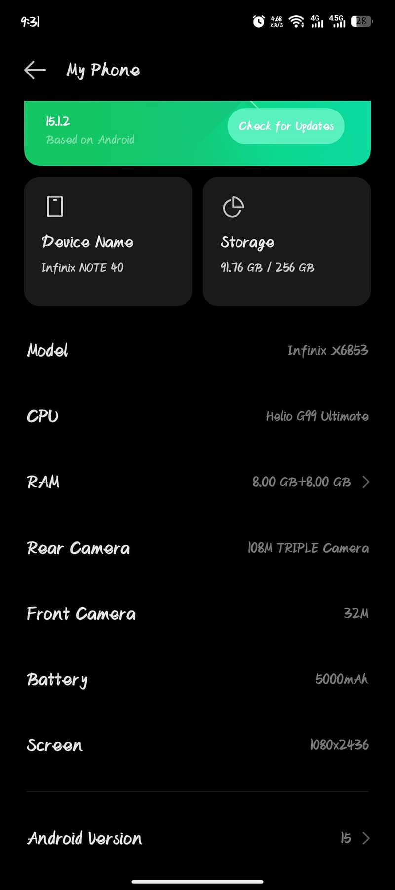 Infinix Note 40 . . 16GB 256GB 7