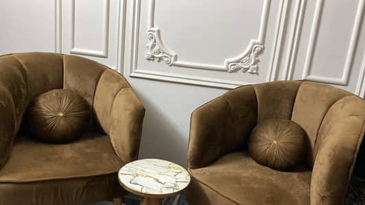 brand new sofa chairs for sale with complementary cushions & table