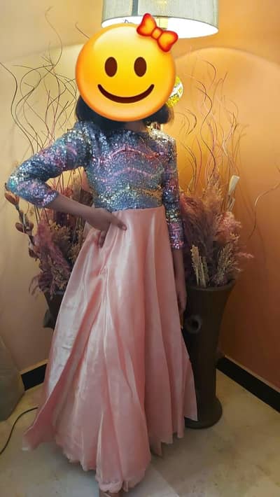 Girls Peach Long Frock