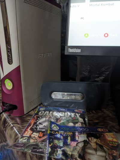 Xbox 360 With Games + 2 Hard Drives + Original Controller