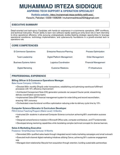 Tech-driven Operations & Seeking Entry Level Jobs !