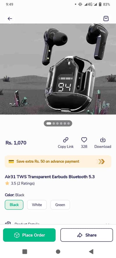 Air31 TWS Transparent Wireless Earbuds
