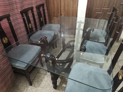 Dining table with six chairs