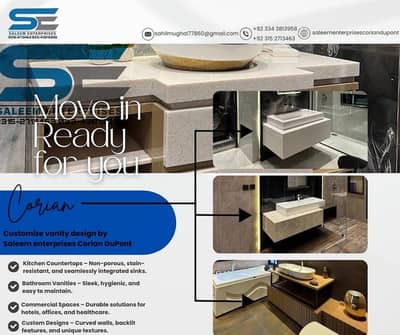 Corian customize washroom vanity by saleem enterprises Corian