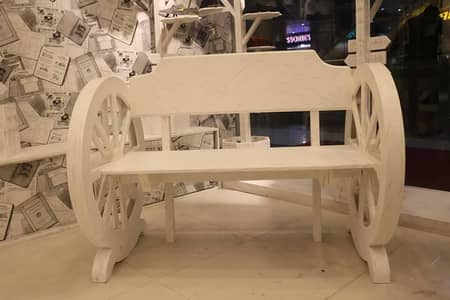 Wooden 2 Seater Wagon Wheel Indoor Bench for Sale