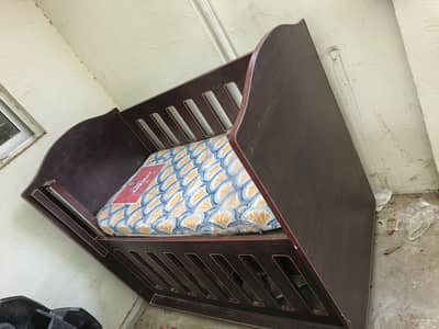 Wooden Baby Cot with Mattress - Excellent Condition - Lahore
