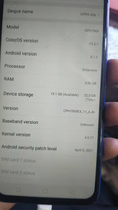 OPPO A5s with box sell snd exchange