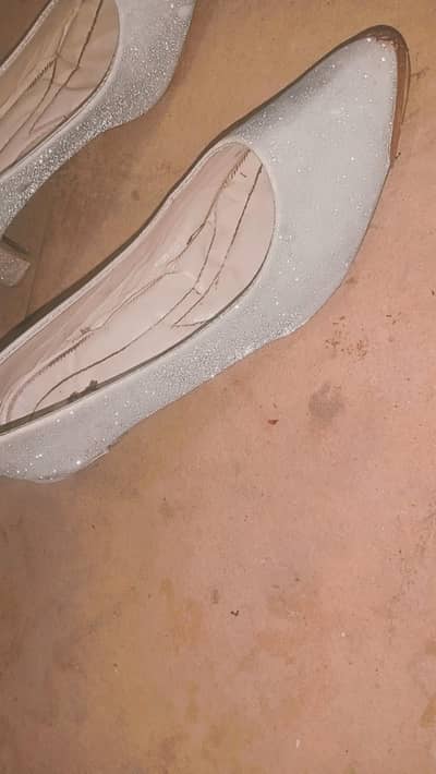 Silver Glittery Pointed Toe Heels | Party/Wedding Wear | Size 11