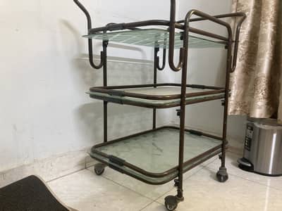 Vintage 3-Tier Glass Serving Trolley