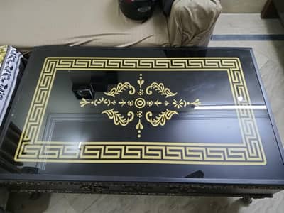 wooden table with glass