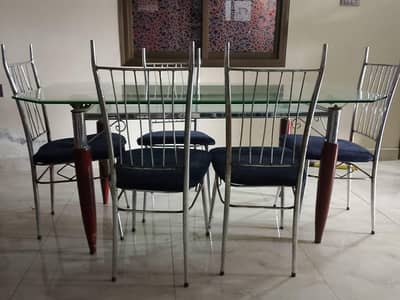 Affordable 6 Seater Dining Set – Glass Table with Chairs