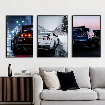 Set of 6 Cars Wall Art Frames for Home Office Decor