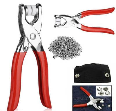 Hand Stainless Steel Tich Button Tool with 50 Snaps Buttons free cod