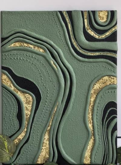 Handmade Abstract Texture Painting with Gold Leaf – Wall Art