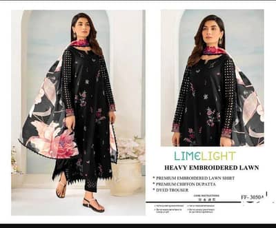 Brand New Womans Unstitched 3 Piece Suit Of LimeLight