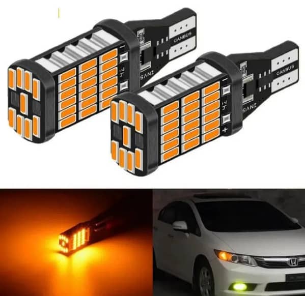 2x T15 45smd LED Bulbs For Car Bike Reverse Lights Parking Lights (White, Blue, Orange, Red Colors) T10 T15 Pair T16 W16W 921 912 45 SMD 12V For Honda BRV Hyundai Tucson Toyota Corolla