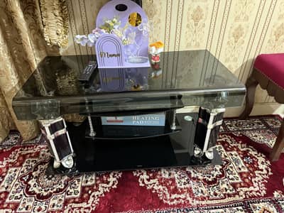 Tempered Glass TV Trolley (10/10 Condition)