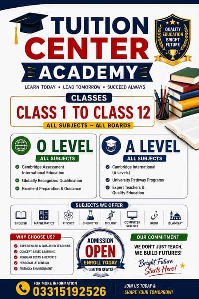 Online tuition center also available