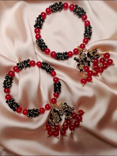 Handmade Red and Black Crystal Beaded Bracelets