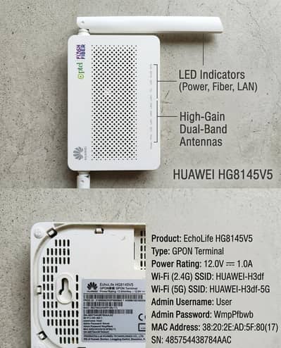 PTCL Flash Fiber Huawei HG8145V5 GPON (Excellent Condition)