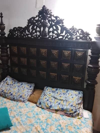 Chinoty Wooden Bed with dressing table  1 side table