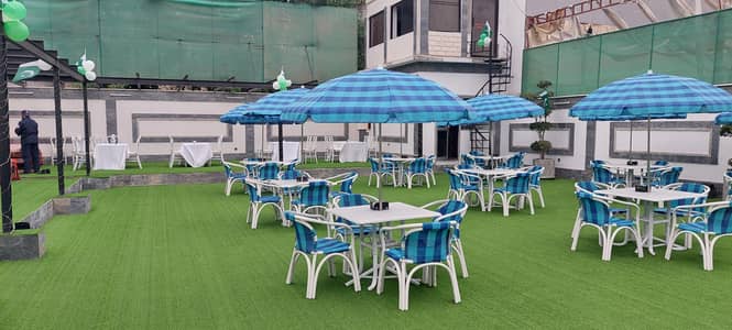 Garden Chairs, tables, and Umbrellas