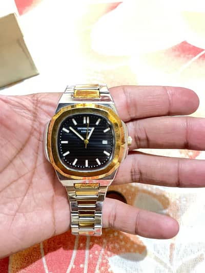 golden bracelet + 2 mens snake chains + 2 rings + watch + gift