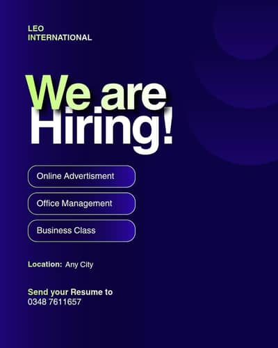HIRING NOW - MULTIPLE POSITIONS AVAILABLE FOR MALE AND FEMALE