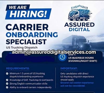 Carrier Onboarding Specialist || USA Trucking Jobs|| Truck Dispatching