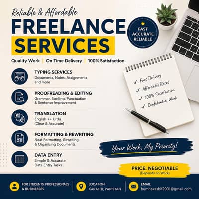 Typing, Proofreading & Translation Services Available