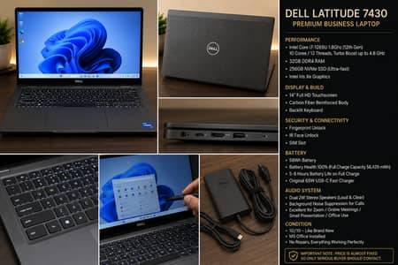 Dell Latitude 7430–i7 12th Gen | 32GB/256 Nvme | Touch Screen | 10/10