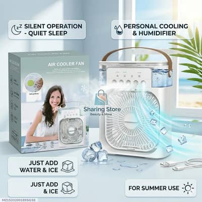 Portable cooling fan with mist fan and humidifier