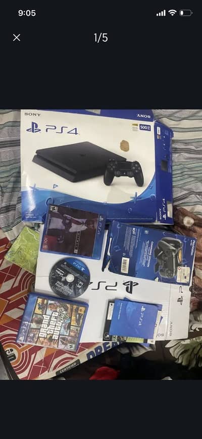 playstaion 4 slim 2controller stand chager 2 games